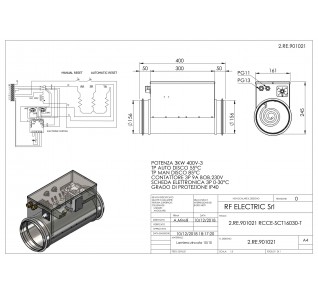 RESISTENZA 3KW 400V-3 d.160mm CORAZZATA SU CANALE CIRCOLARE