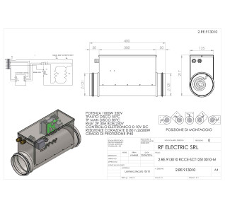 RESISTENZA 1KW 230V d.125mm CORAZZATA SU CANALE CIRCOLARE