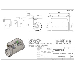 RESISTENZA 750W 230V d.160mm CORAZZATA SU CANALE CIRCOLARE