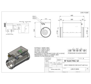 RESISTENZA 1.5KW 230V d.160mm CORAZZATA SU CANALE CIRCOLARE