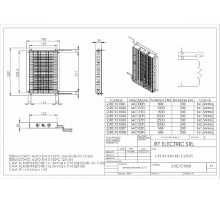 RESISTENZA 1.5KW 230V 259X180 A FILO SU TELAIO FLANGIATO