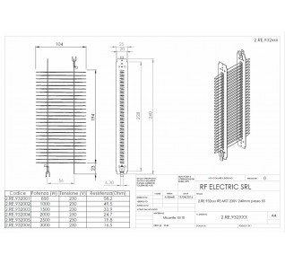 RESISTENZA 1.5KW 230V 104X194 A FILO SENZA TELAIO