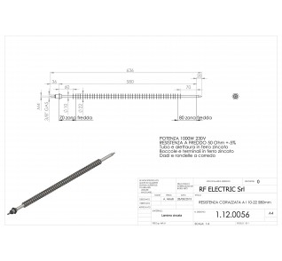 RESISTENZA CORAZZATA ALETTATA LINEARE 1000W 230V 580mm