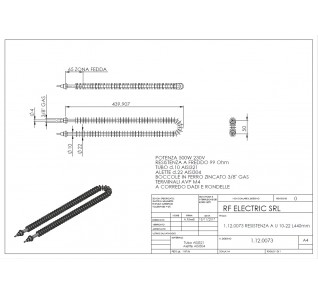 RESISTENZA CORAZZATA A U 500W 230V 440mm