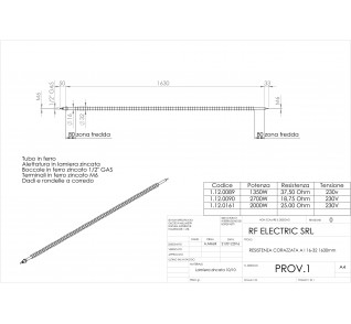 RESISTENZA CORAZZATA ALETTATA LINEARE 2000W 230V 1630mm