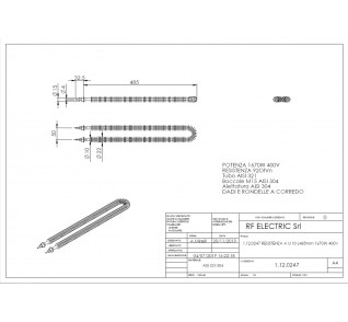 RESISTENZA CORAZZATA A U 1670W 230V 485mm
