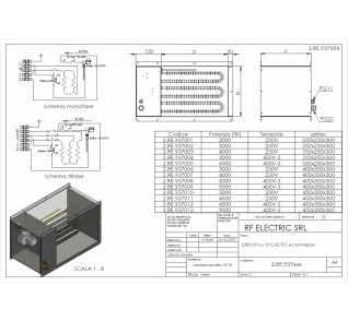 RESISTENZA 2.6KW 230V 400x300X300 CORAZZATA SU CANALE RETTANGOLARE